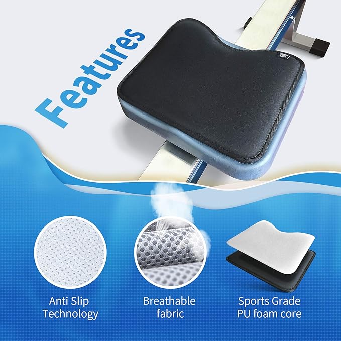 Rowing Machine Seat Cushion fits Perfectly Over Concept 2 Rower - Rower Seat Cushion Compatible with Hydrow, Concept2 and Other Row Machines - Rowing Accessories and Seat Pad