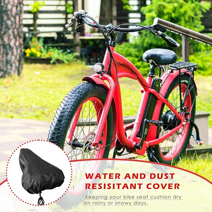 2-Piece Waterproof Bike Seat Rain & Dust Protective Cushion Saddle Cover - Navy, Accessories for Men & Women