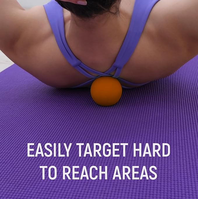 Massage Lacrosse Balls for Myofascial Release, Trigger Point Therapy Ball Set, Foot Massage Ball Roller for Plantar Fasciitis, Yoga Deep Tissue, Physical Therapy Balls Hard Rubber 2 pack (Blue/Orange)