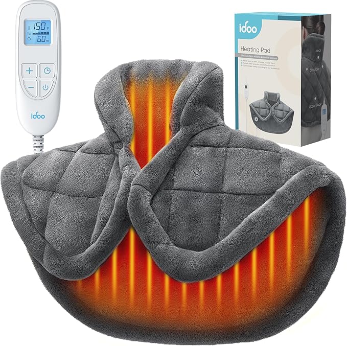 iDOO Heating Pad for Neck and Shoulder and Back, Birthday Gifts for Men Women, FSA Eligible Items Only List, 3.1lb Heated Wrap for Pain Relief, Electric Wearable Neck Warmer, ETL Certified Heat Pads