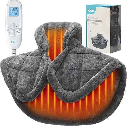 iDOO Heating Pad for Neck and Shoulder and Back, Birthday Gifts for Men Women, FSA Eligible Items Only List, 3.1lb Heated Wrap for Pain Relief, Electric Wearable Neck Warmer, ETL Certified Heat Pads