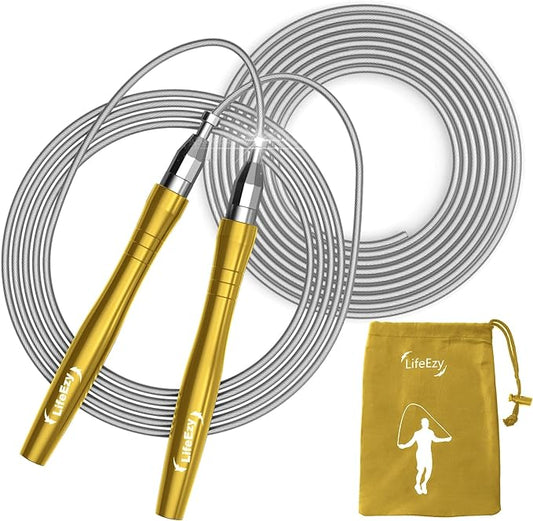 Jump Rope, High Speed Weighted Jump Rope - Premium Quality Tangle-Free - Self-Locking Screw-Free Design - Jump Ropes for Fitness - Skipping Rope for Workout Fitness, Crossfit & Home Exercises