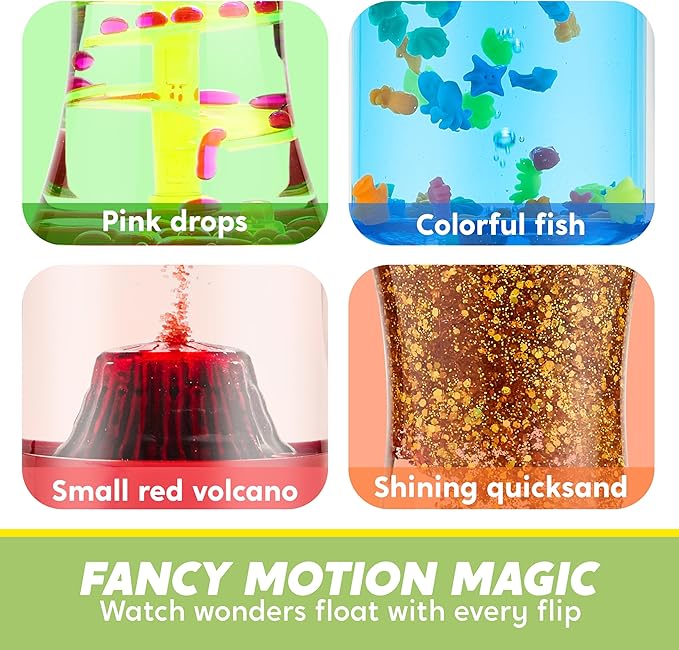 JOYIN 4-Pack Fidget Tubes for Kids, Sensory Tubes, Stress Relief Toy, Speech Therapy Materials, Calming Toys for Children with Autism, Calm Down Corner Classroom Supplies, School Gifts for Toddlers