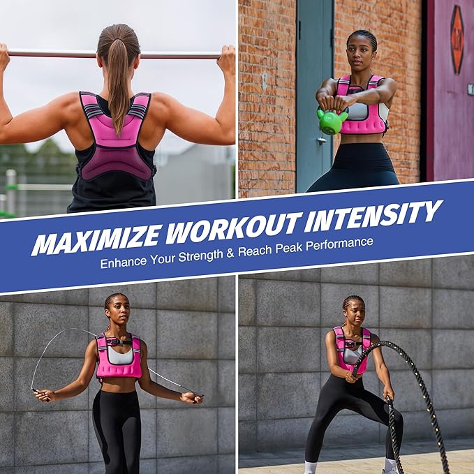 ZELUS Weighted Vest for Women Men, 6/8/12/16/20lb Weight Vest with Arm Pouch Reflective Strips, U-Shaped Rucking Vest for Strength Training Muscle Building, Walking Running Vest for Fitness