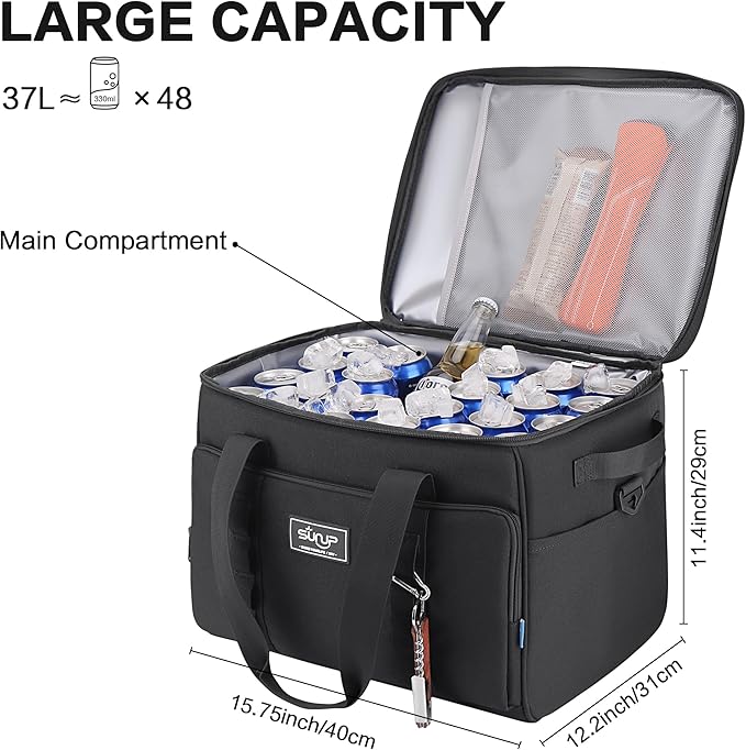 SUNUP 48 Cans Soft Sided Insulated Cooler Bag, Collapsible Large Ice Chest, Portable Leak-Proof Cooler for Travel, Camping, Beach, Grocery