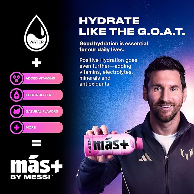 Más+ by Messi 16.9oz Orange d'Or, Sports Drink & Hydration Beverage, Natural Flavors with Vitamins and Electrolytes, No Artificial Sweeteners or Colors, 12-pack