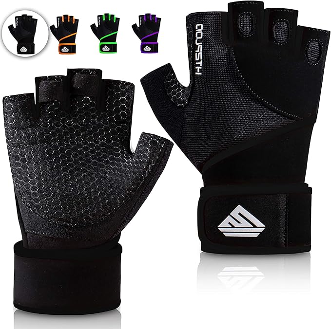 Workout Gloves Gym Gloves Weight Lifting Gloves for Men Women with Full Palm Pad,Strong Wrist Wraps Support,Enhanced Grip,for Fitness,Training,Weightlifting,Exercise