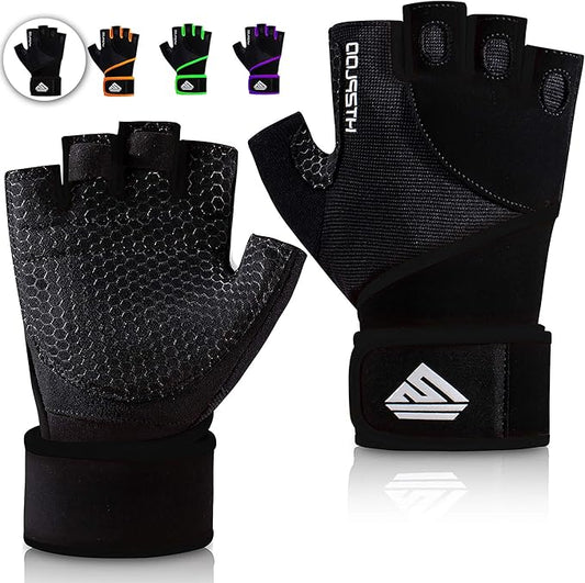 Workout Gloves Gym Gloves Weight Lifting Gloves for Men Women with Full Palm Pad,Strong Wrist Wraps Support,Enhanced Grip,for Fitness,Training,Weightlifting,Exercise