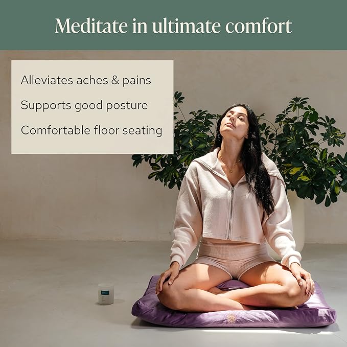 Mindful & Modern Zabuton Meditation Mat - Cotton Filled Yoga and Meditation Pad - Zabuton Meditation Cushion for Kneeling and Sitting Support - Large Rectangular Sitting Floor Pillow for Bench or Zafu