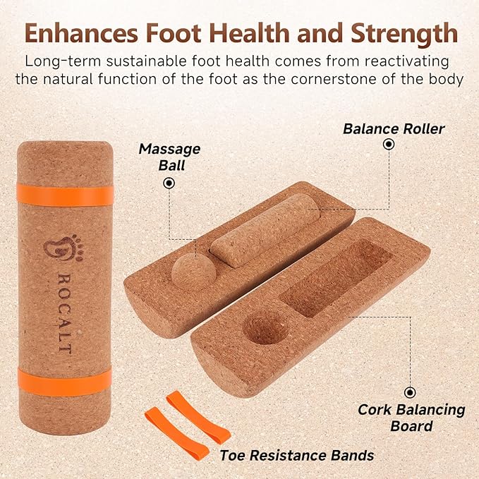 Rocalt Balance Board - Premium Cork Foot Strengthener for Balance Stability Enhance Mobility | Improve Foot Function | Prevent Falls | Unique Design for Enhanced Foot Strength