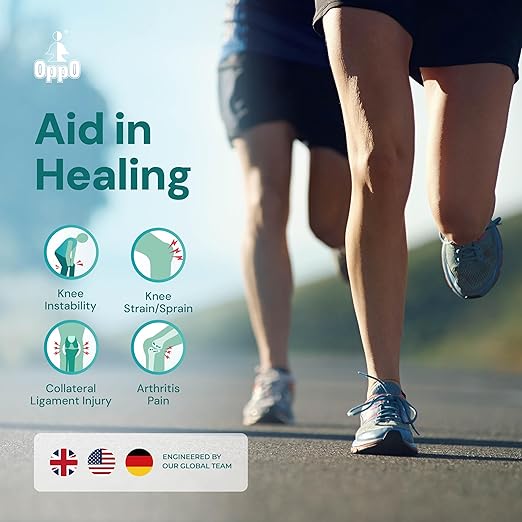 OPPO RK102 Adjustable Knee Brace with Stays – Breathable Neoprene Support for Knee Injury Recovery & Arthritis Pain Relief – For Running, Hiking, Workout, Tennis – One Size for Men & Women (1 Pack)