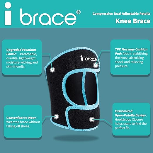 Compression Adjustable Knee Brace, Dual Patella Tendon Support Strap for Pain Relief, Arthritis, Tendonitis, ACL, Non-Slip Knee Suppport for Running, Cycling, Hiking, Soccer, Basketball,