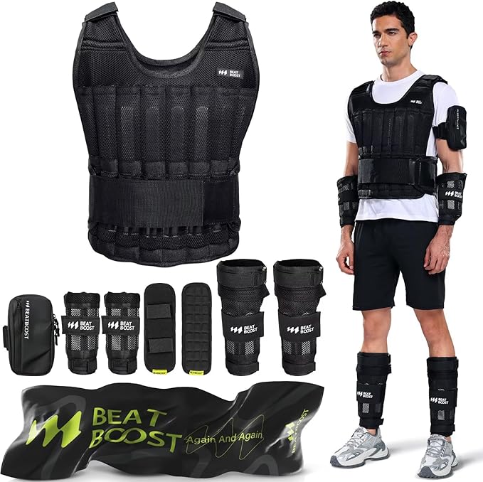 Weighted Vest Men 20lb/30lb/40lb/50lb/60lb Adjustable Weight Vest with Steel Plates Weights for Walking Strength Training Running Workout