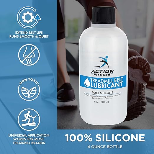 100% Silicone Treadmill Lubricant for Belt Maintenance - 4oz Bottle, Dual Applicators for Easy Lube Application - Extends Life, Smooths Operation