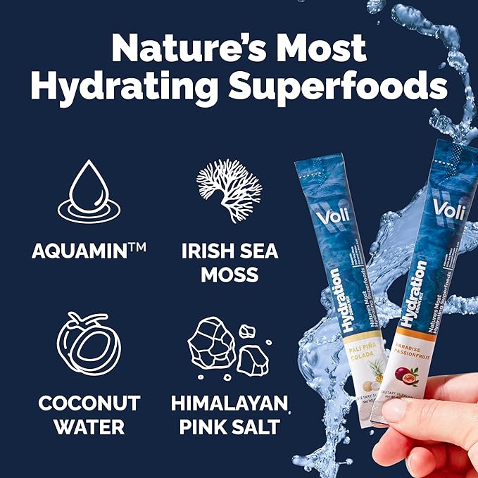 Voli Electrolytes Powder Packets | No Added Sugar Electrolyte Drink Mix for Hydration | Keto & Fasting Friendly, Natural Superfoods & Minerals | Variety Pack, 15-Count