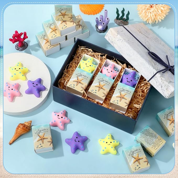 Wettarn 24 Sets Starfish Story Gifts Cute Stress Balls with Gift Boxes You Make a Difference Desk Decor Appreciation Party Favors for Employee Coworker Teacher Inspirational Stress Relief Toys