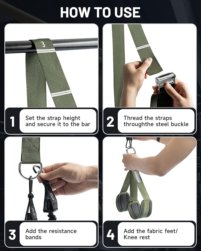 MANUEKLEAR Heavy Duty Resistance Bands for Pull Ups, Pull Up Assistance Bands with Scale Tracking Feature, Adjustable Pull Up Assist Band with Five 50-Pound Pull Up Bands and Fabric Feet/Knee Rest