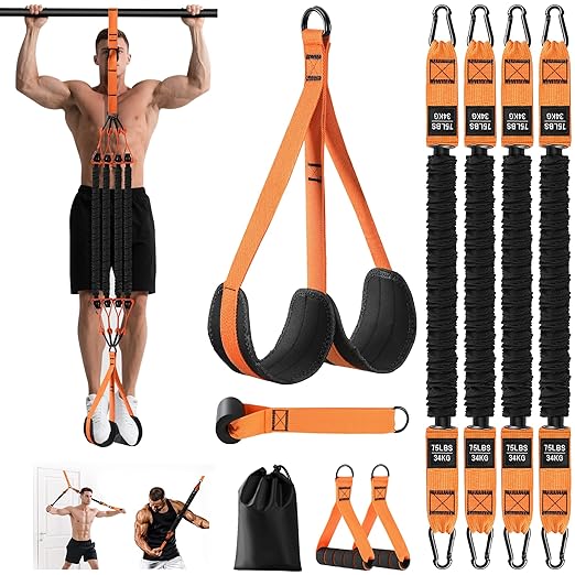 Pull Up Assistance Bands - Adjustable Heavy Duty Pull Up Assist Workout Bands for Men, Women, and Seniors - Resistance Bands for Pull Ups - Pull Up Bar Accessories (Orange)
