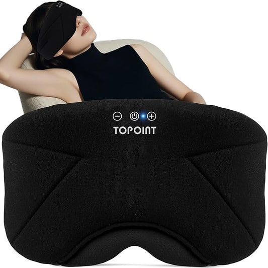 Sleep Mask with Headphones Bluetooth 5.4, TOPOINT Blackout Eye Mask for Sleeping Headphones Earphones with Soft Bamboo Cotton Cooling Breathable, HD Stereo Speaker for Side Sleepers Women Men Travel
