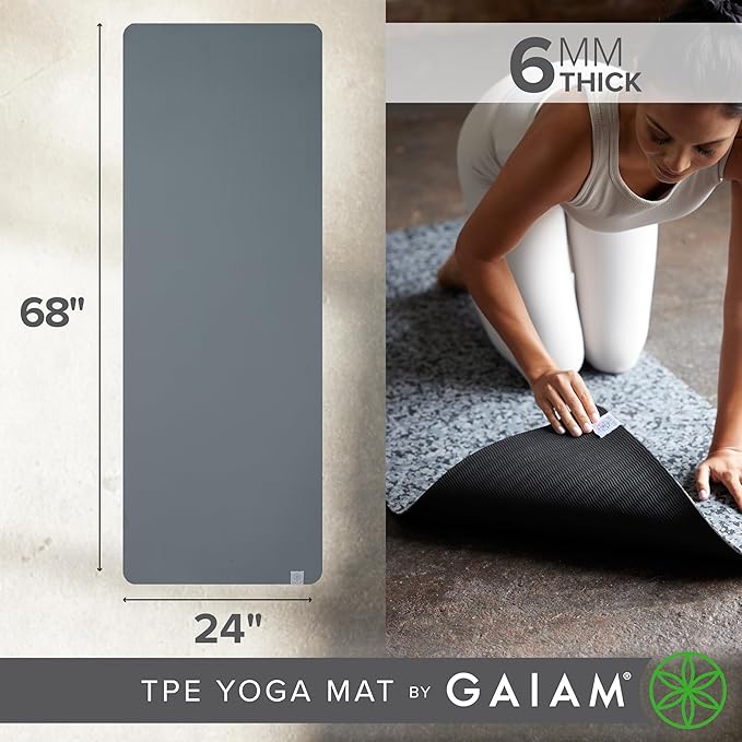 Gaiam Yoga Mat Performance TPE Exercise & Fitness Mat for All Types of Yoga, Pilates & Floor Exercises