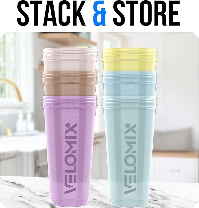 -6 PACK- 28 oz Protein Shaker Bottle for Protein Mixes - 6x Wire Whisk | Leak Proof Shaker Cups for Protein Shakes | Protein Shaker Bottle Pack | Protein Shake Cup (Pastel Power Series)
