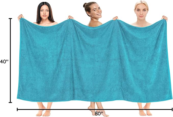 Cotton Paradise 100% Cotton 40x80 Oversized Bath Sheet, Extra Large Turkish Bath Towels for Bathroom, Aqua Blue Bathsheet