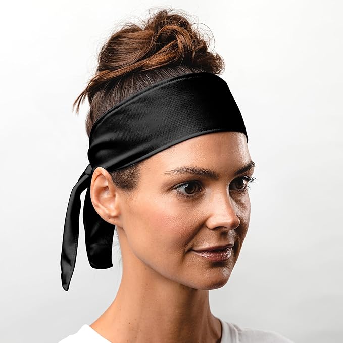 Suddora Tie Headband, Unisex Fabric Sweatband, Moisture Wicking Performance Blend Fabric, Head Tie for Karate, Running, Cycling, Tennis, Cosplay for Ninja Halloween, One Size Fits All