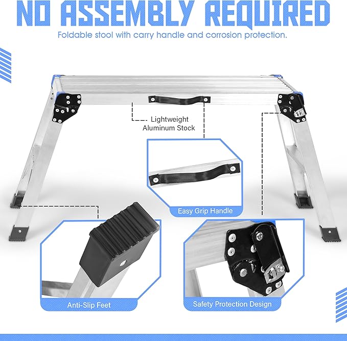 Folding Work Step Platform – 23.5" Tall Collapsible Step Stool with Carry Handle – Lightweight Utility Platform Step Stool for Home, Garage, and Travel