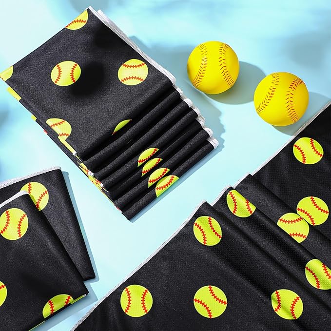 12 Pcs Cooling Towel 40 x 12 Inch Basketball Baseball Football Volleyball Soccer Softball Microfiber Fast Drying Towel for Gift Women Men