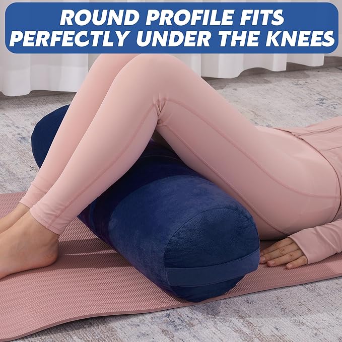 MABOZOO Round Yoga Pillow, Cylindrical Yoga Bolster Pillow with Washable Cover, Meditation Cushion Body Cushion for Practice, Restorative, Meditation