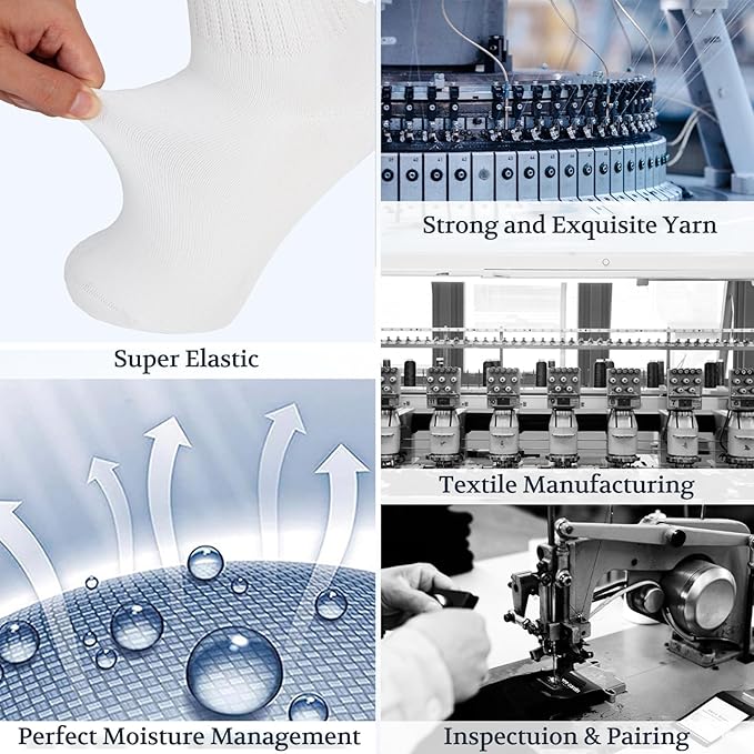 +MD Diabetic Socks for Men Women 6 Pairs,Non-Binding Top Extra Wide Ankle/Crew Socks, for Edema Circulator 9-11 10-13 13-15