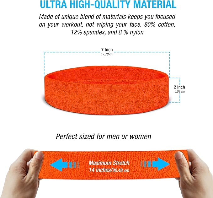 Suddora Sweatbands Set, Moisture Wicking 2 Wristbands and 1 Headband, Breathable Terry Cloth Athletic Bands for Basketball, Tennis, Yoga, Gym, Sweat Bands for Costumes and Cosplay