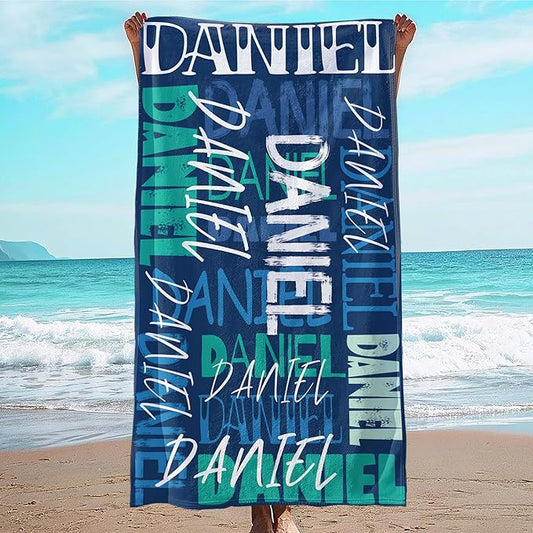 JML Personalized Beach Towel with Name, Custom Beach Towel with Name, Customized Microfiber Pool Towel, Quick Dry & Absorbent Swim Towel for Adult,Anniversary, Birthday, Summer Holiday,Vacation
