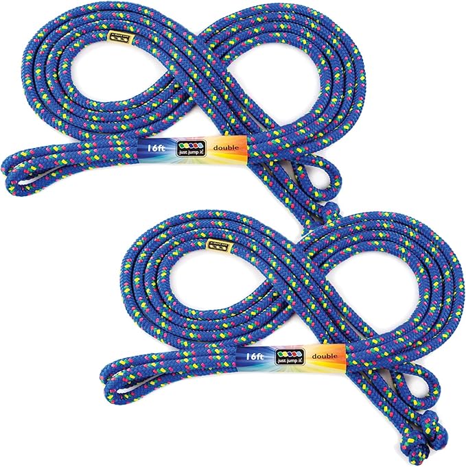 Just Jump It 16' Foot Jump Rope 2 Pack - Long Jump Ropes for Double Dutch - Outdoor Jump Ropes for Kids and Adults to Play Family Games & Exercise