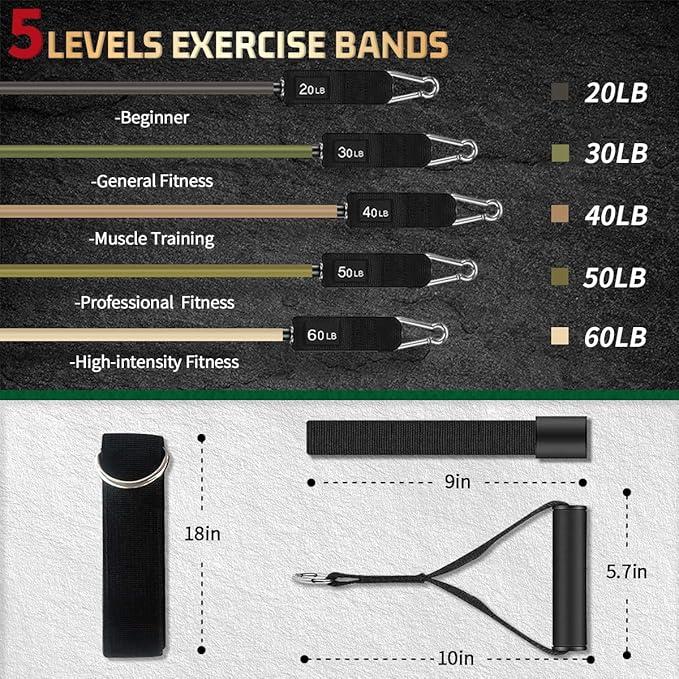 VEICK Resistance Bands, Exercise Bands, Workout Bands, Resistance Bands for Working Out with Handles for Men and Women, Exercising Bands for Fitness Weights Work Out at Home