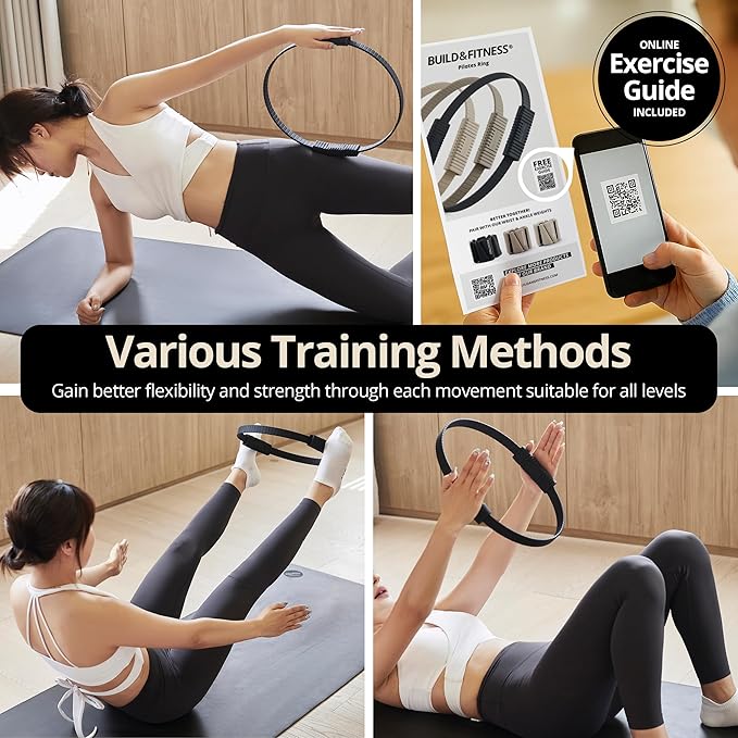 Build & Fitness Pilates Ring – 13.5 inch Magic Circle for Toning Thighs, Core, and Arms – Lightweight, Durable Silicone & Fiberglass Construction for Modern Home, Studio & Travel Workouts