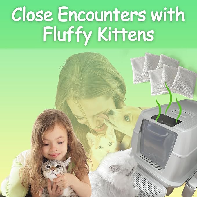 Activated Charcoal Odor Absorber Bags Compatible with OKSOTY Stainless Steel Cat Litter Box, Natural Coconut shell Charcoal Bags, Absorb Odors/Control Damp from Pets/Keep Home Fresh(6PCS)