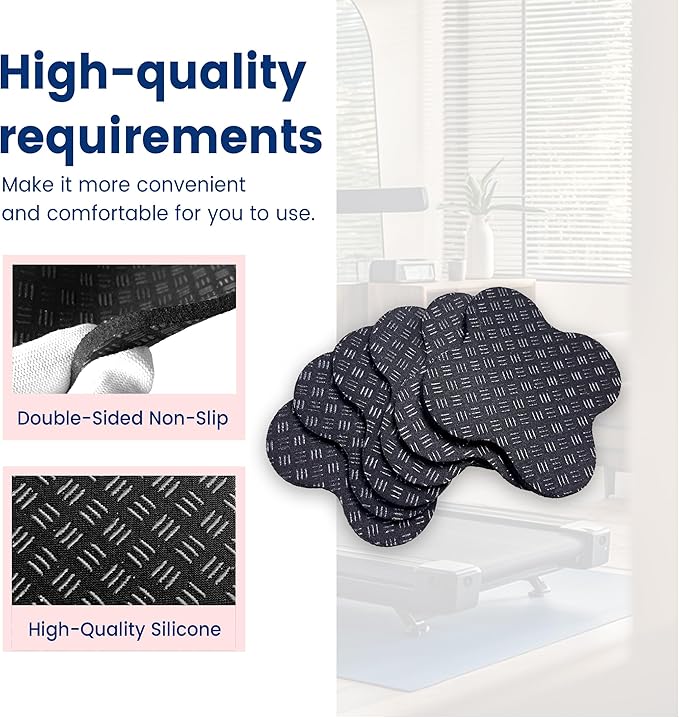 Non-Slip Walking Pad Mat, Treadmill Mat Pad for Carpet Hardwood Floors, Anti Vibration Exercise Equipment Mat for Under Treadmill & Exercise Bike Rowing Machine (6, Clover Shape, 4 x 4 x 0.2 inch)