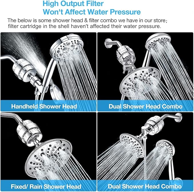 Heavy Duty Shower Filter Replacement Cartridge 2 Pcs, Shower Head Filter Refill Cartridge, for Hard Water Chlorine Heavy Metal Impurity, Improve Skin Hair, Fit Any Similar Design Shower Water Filter