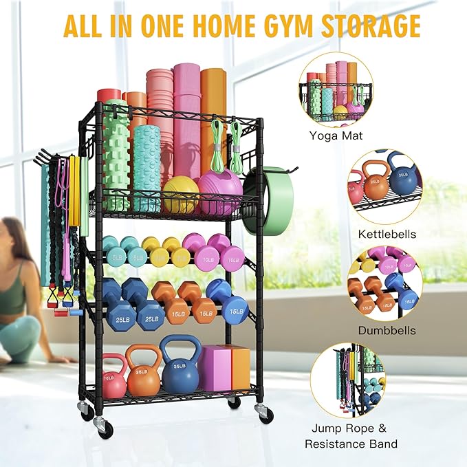S3 Dumbbells Rack Storage Rack, Portable Home Gym Storage, Yoga Mat Storage, and Weight Rack Organizers for Gym Studio