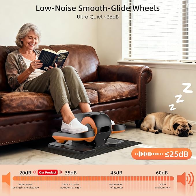 Under Desk Elliptical Machine with Remote Control, 12-Speed Electric Leg Exerciser for Home & Office, Quiet Portable Pedal Exerciser for Adults, Seniors and Everyone Seeking Easy Fitness