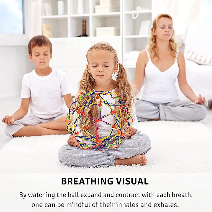 4E's Novelty Expandable Breathing Ball Sphere (4 Pack) Toy for Kids Stress Reliever Fidget Toys for Yoga Anxiety Relaxation Expands from 5.6" to 12"