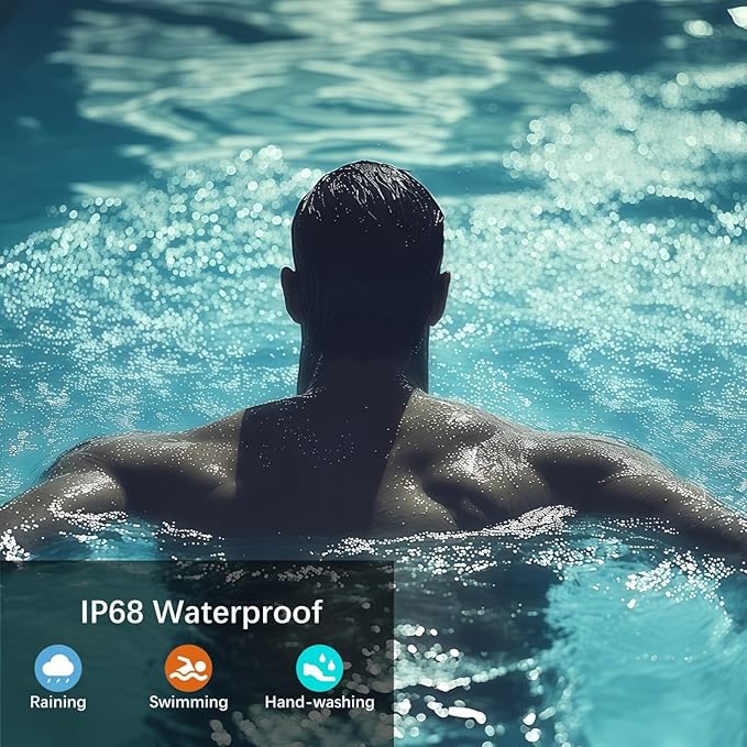 Smart Ring Fitness Tracker for iOS & Android – Sleep Monitor Heart Rate Blood Oxygen & Pressure 8 Sports Modes IP68 Waterproof NO Subscription Long Battery Life (Carbon Black, 6#)