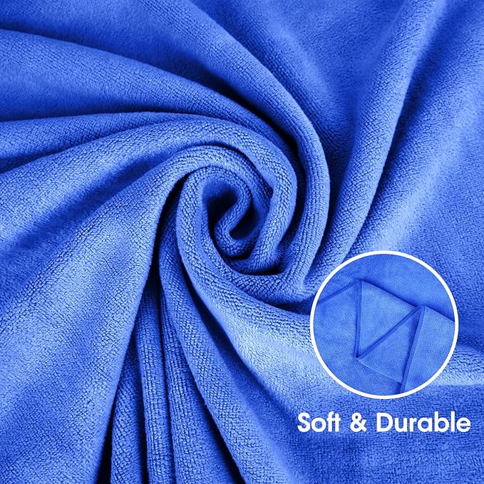 JML Microfiber Bath Towels, Extra Large Bathroom Towel Set, Pack of 4, 30" x 60" - Soft and Absorbent Towel for Hair, Swimming, Fitness, Sport, Yoga, Dark Blue