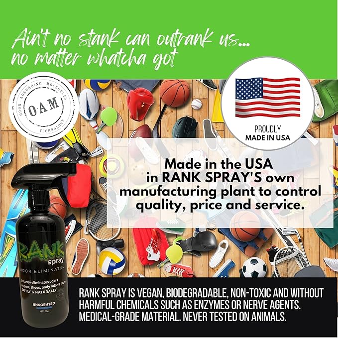 Sports Odor Eliminator: Banish Body & Sweat Odor From Sports Gear, Yoga Mats, Gym Bag, Shoes, Helmets, Cleats, etc! Safe Boxing Glove Spray & Hat Deodorizer - 2 16 oz Bottles Mix Pack