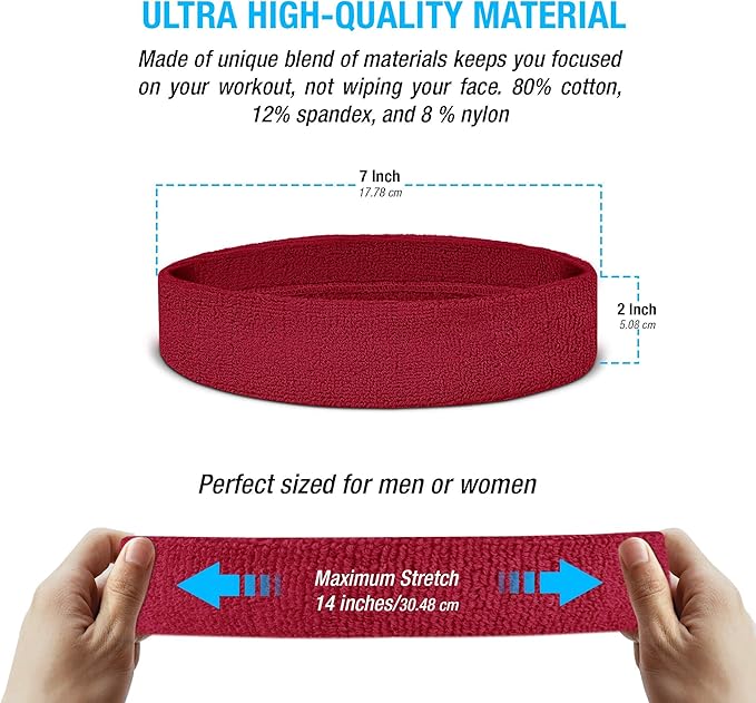 Suddora Sweatbands Set, Moisture Wicking 2 Wristbands and 1 Headband, Breathable Terry Cloth Athletic Bands for Basketball, Tennis, Yoga, Gym, Sweat Bands for Costumes and Cosplay