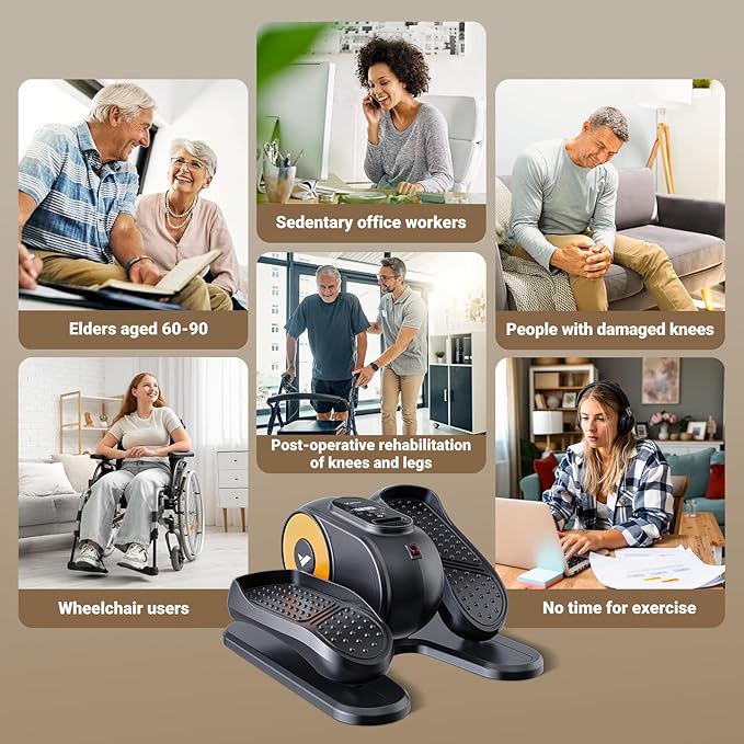 MERACH Under Desk Elliptical Machine, Ellipse Leg Exerciser as Seen on TV for Seniors with Remote Control & 12-Speeds, Quiet Portable Electric Seated Pedal Exerciser Machine for Home Office