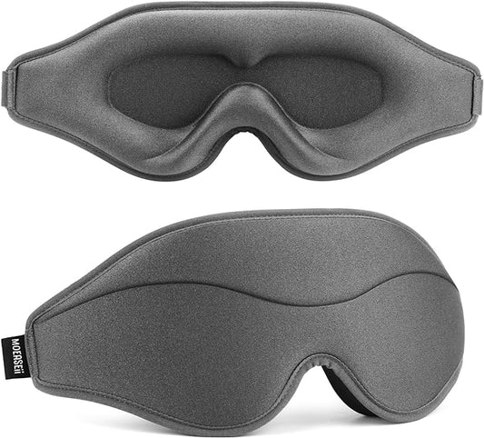 Sleep Mask - Total Blackout 3D Sleeping Mask, Super Lightweight & Silky Soft Eye Mask for Sleeping, Fully Adjustable Fit for Home, Office, Traveling, Meditation, Yoga, Gray