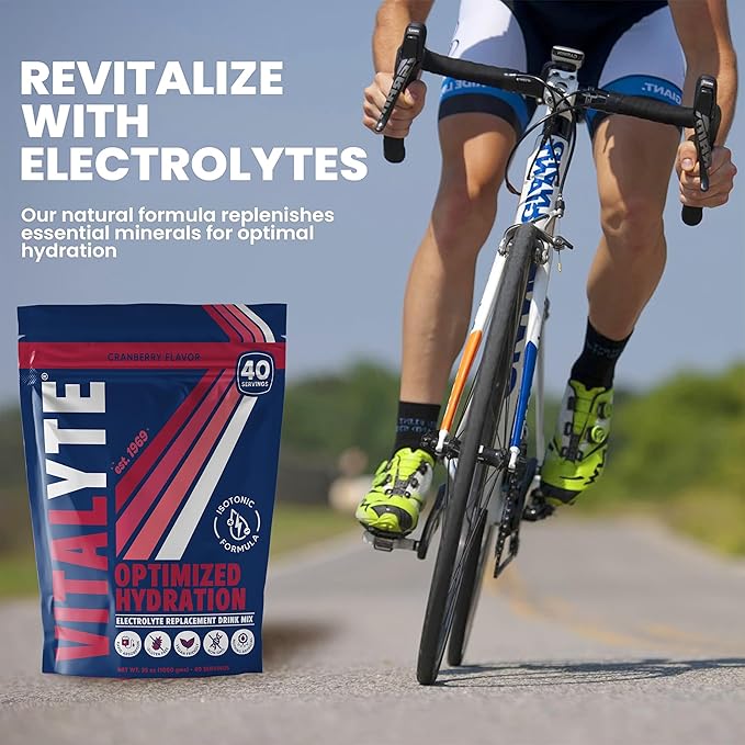Vitalyte Electrolyte Powder Drink Mix, Isotonic Electrolyte Hydration Mix, Gluten Free Post Workout Powder Mix, Pack of 1, 35 oz., Cranberry Frost Flavor