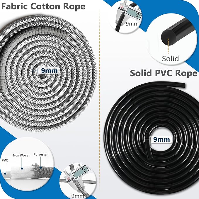 Weighted Jump Rope, 1LB Tangle-Free Ball Bearing Rapid Speed Skipping Rope for Men Women, Adjustable 9mm Cotton & PVC Rope with Alum Handle for Boxing MMA Weight-Loss Athletic Workout Fitness